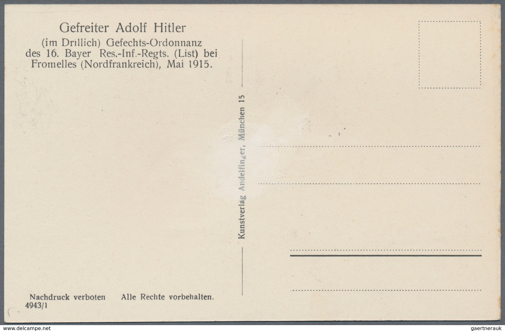 21039 Ansichtskarten: Propaganda: 1929 Ca., "Hitler Im Felde" Gefreiter Adolf Hitler Als Gefechts-Ordonnan - Politieke Partijen & Verkiezingen