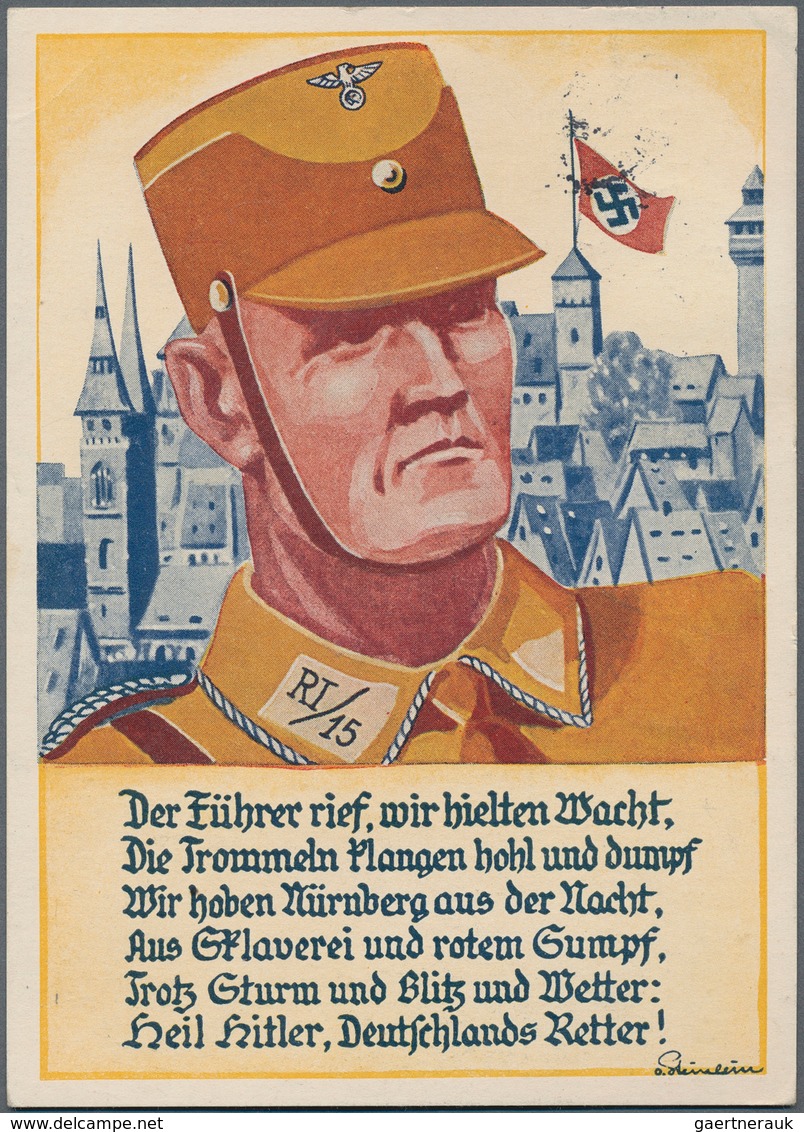 21044 Ansichtskarten: Propaganda: 1933, Dt. Reich. Farbkarte Zum "Reichsparteitag 1933" Mit Abb. "Kopfbild - Parteien & Wahlen