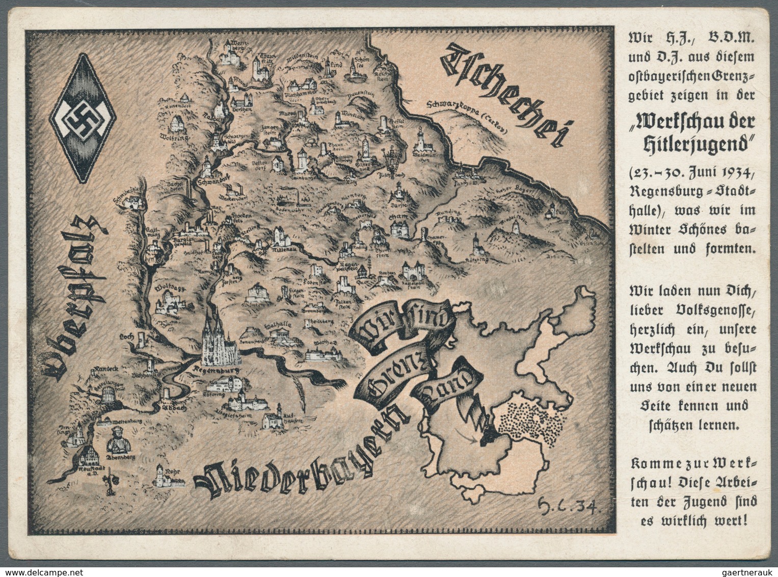 21046 Ansichtskarten: Propaganda: 1934, "Werkschau Der Hitlerjugend" Regensburg 23.-30 Juni 1934, Propagan - Political Parties & Elections