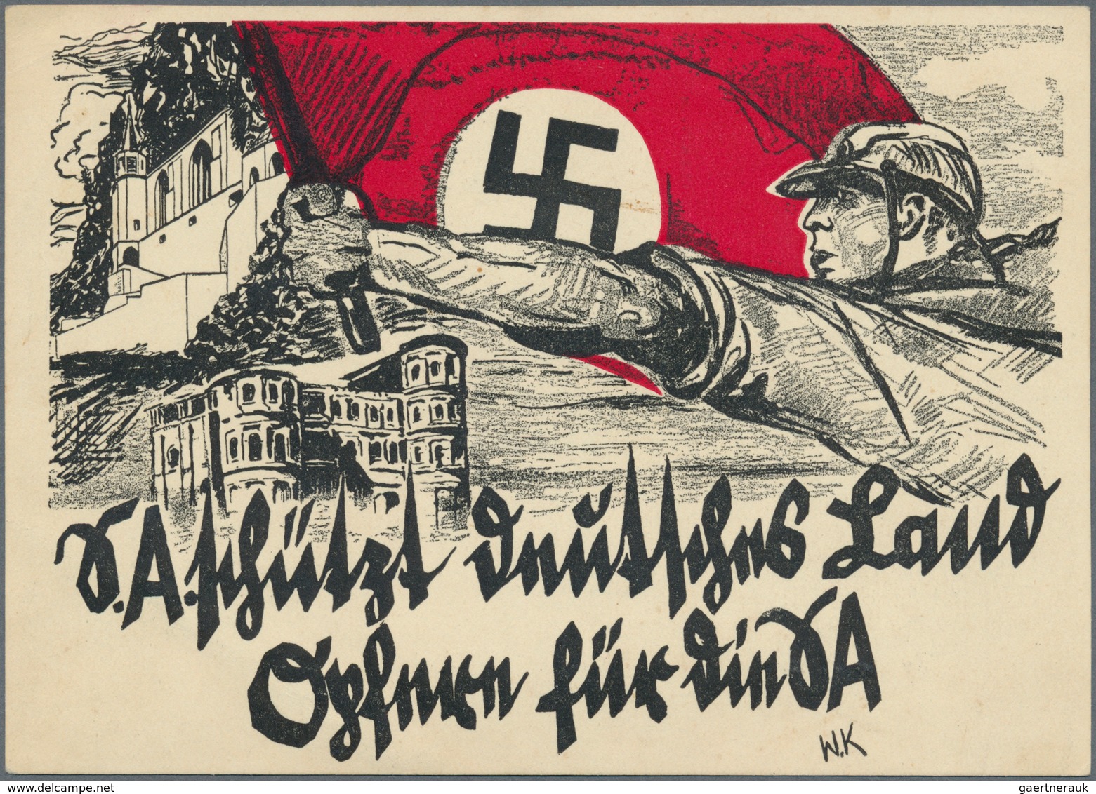 21048 Ansichtskarten: Propaganda: 1935 (ca), Dt. Reich. Farbkarte "S.A. Schützt Deutsches Land / Opfern Fü - Political Parties & Elections