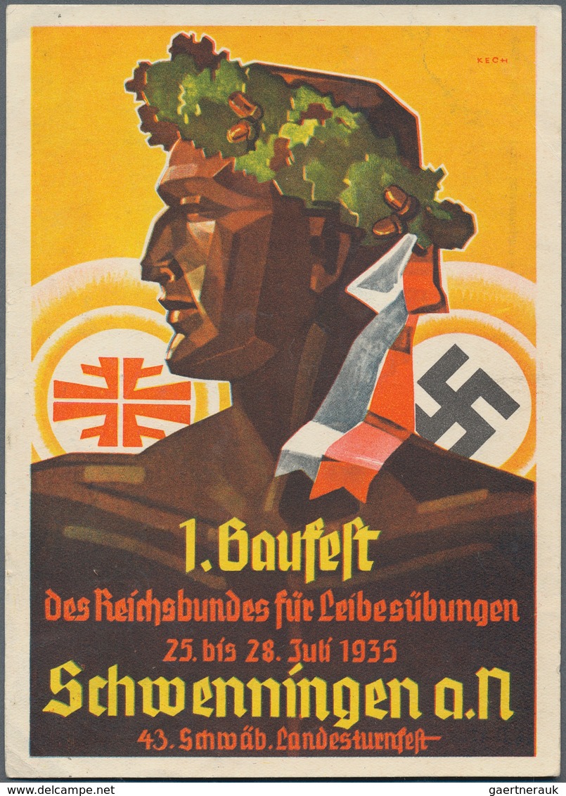 21050 Ansichtskarten: Propaganda: 1935, Dt. Reich. Farbkarte "1. Gaufest / Des Reichsbundes Für Leibesübun - Political Parties & Elections