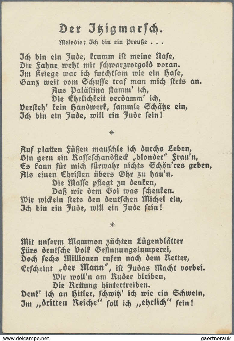 21053 Ansichtskarten: Propaganda: Ca. 1936: S/w-Karte "Der Itzigmarsch" Mit Abbildung Des Textes Dieses He - Political Parties & Elections