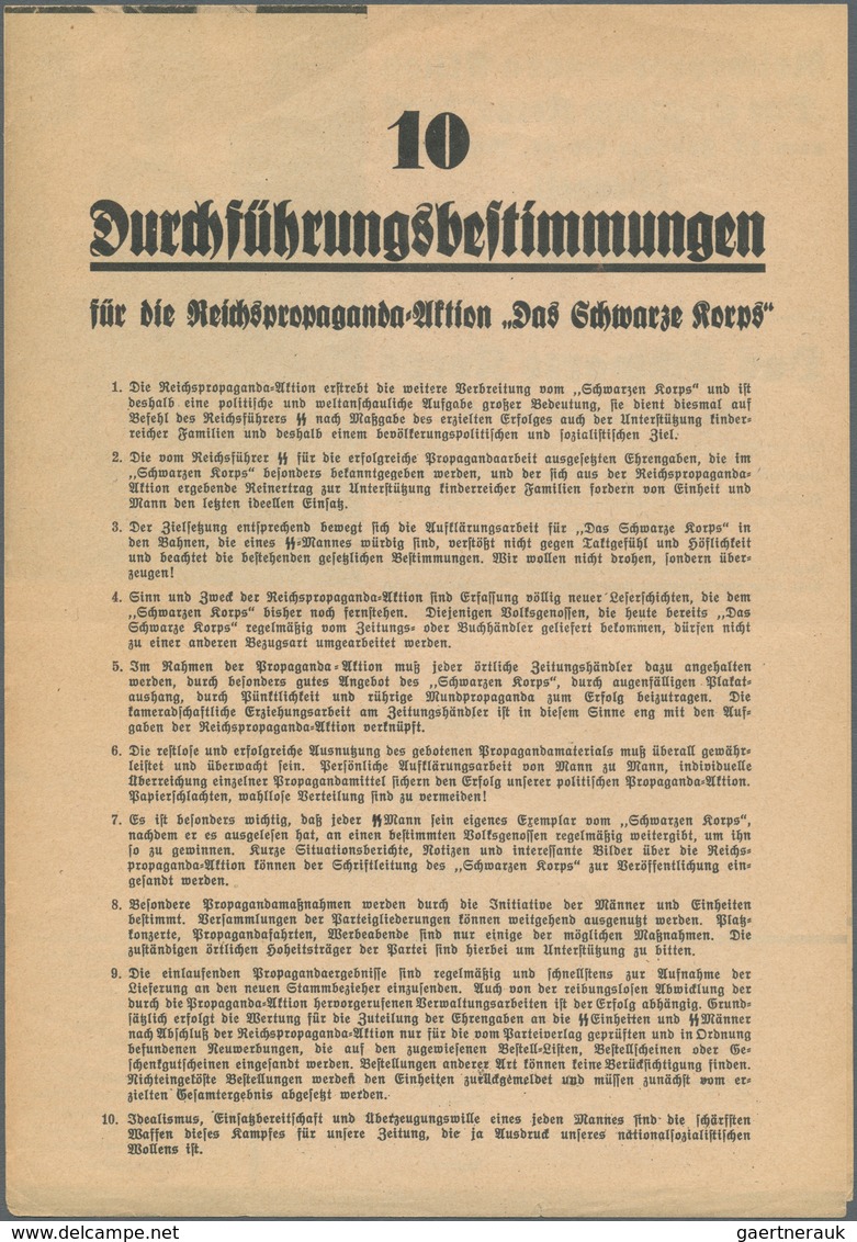 21054 Ansichtskarten: Propaganda: 1937, SS: 2 Zusammenhängende Bestellscheine Zur Reichspropaganda-Aktion - Political Parties & Elections