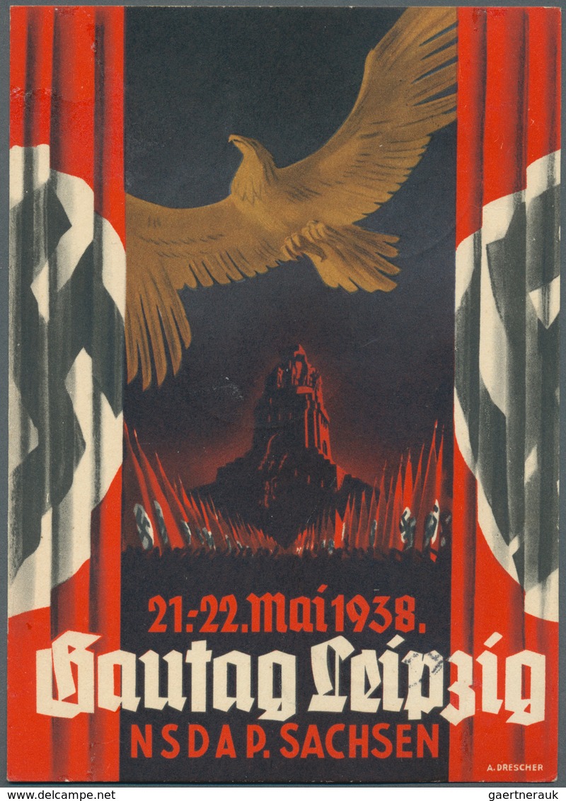 21059 Ansichtskarten: Propaganda: 1938, "Gautag Der NSDAP. Sachsen" Sign. A. Drescher Mit Entsprechenden S - Parteien & Wahlen