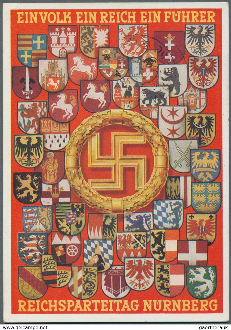 21060 Ansichtskarten: Propaganda: 1938, "REICHSPARTEITAG NÜRNBERG EIN VOLK EIN REICH EIN FÜHRER", Farbige - Political Parties & Elections