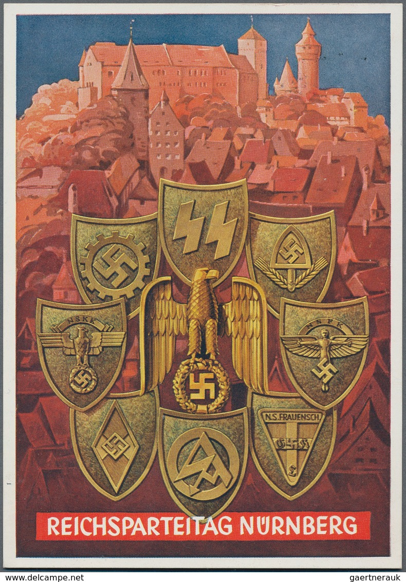 21061 Ansichtskarten: Propaganda: 1938, Dt.Reich. Farbkarte "Reichsparteitag Nürnberg" Mit Abb. Reichsadle - Political Parties & Elections