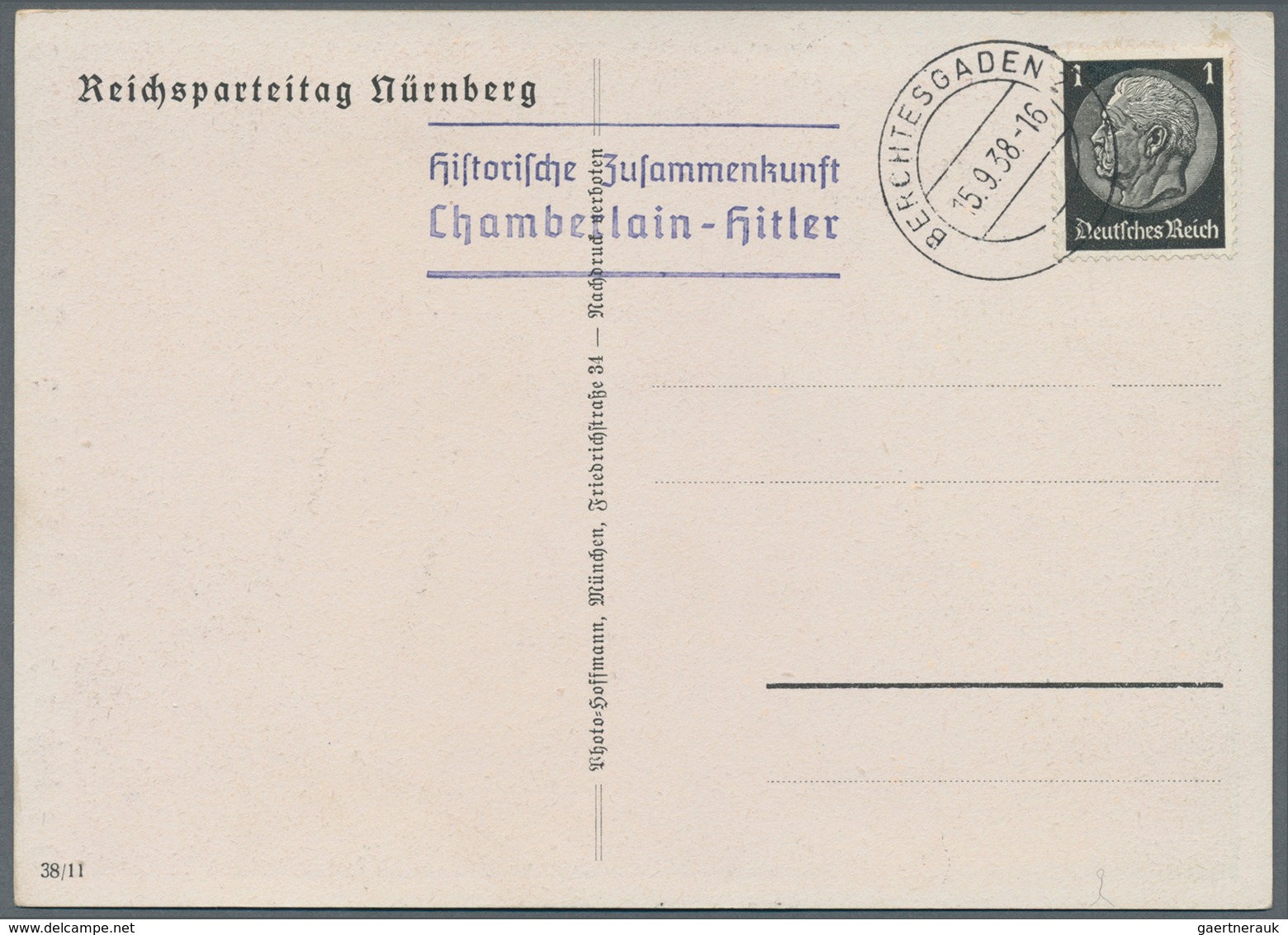 21063 Ansichtskarten: Propaganda: 1938, Dt. Reich. Farbkarte "Reichsparteitag Nürnberg" Mit Rs. Abb. "SA-T - Political Parties & Elections