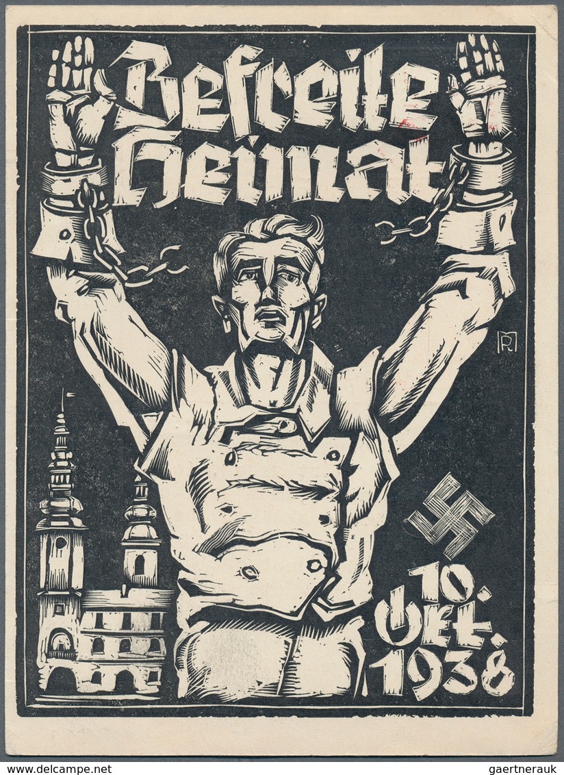 21064 Ansichtskarten: Propaganda: 1938, "Befreite Heimat 10. Okt. 1938" Propagandakarte Herausgegeben Von - Political Parties & Elections