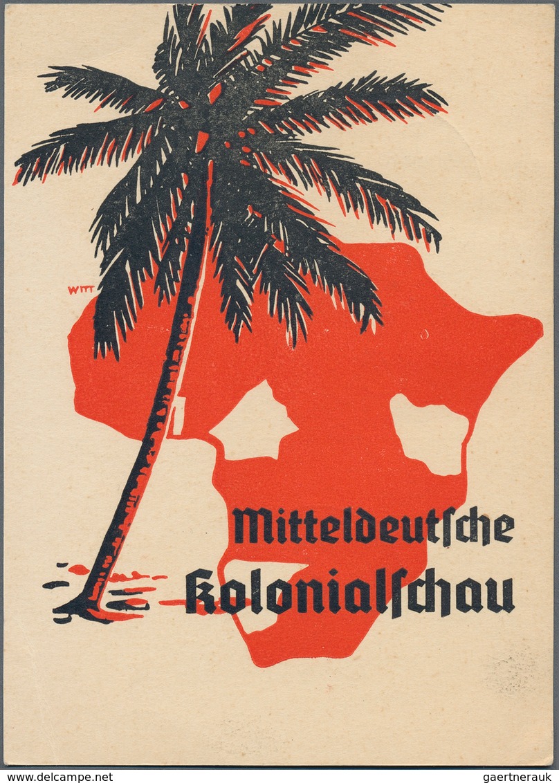 21066 Ansichtskarten: Propaganda: 1940, Dt. Reich. Farbkarte "Mitteldeutsche Kolonialschau". Karte Blanko - Political Parties & Elections