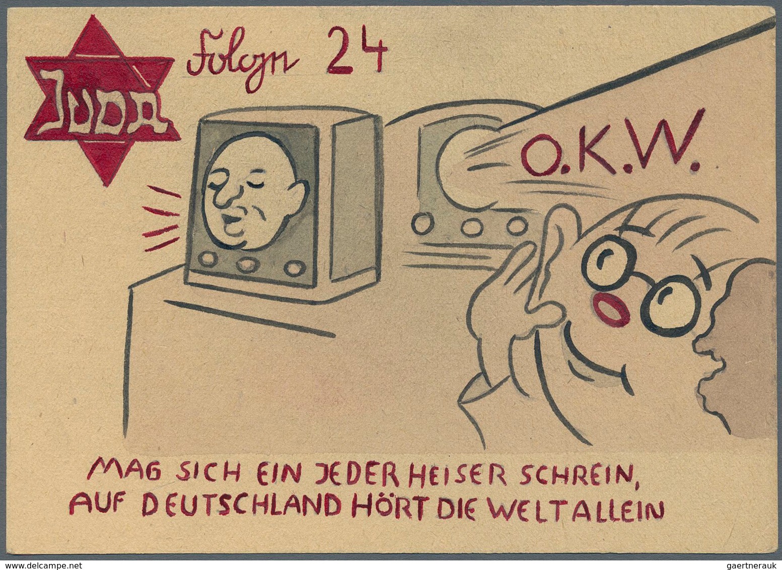 21096 Ansichtskarten: Propaganda: Antisemitismus - "JUDA - (Propaganda Mittels Radio)", "Folge 24", Zutief - Political Parties & Elections