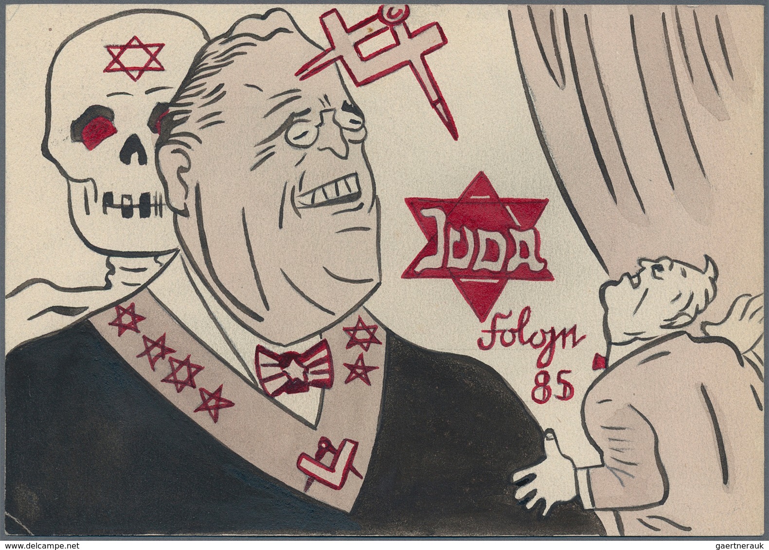 21154 Ansichtskarten: Propaganda: Antisemitismus - "JUDA - (Roosevelt)", "Folge 85", Zutiefst Antijüdische - Political Parties & Elections