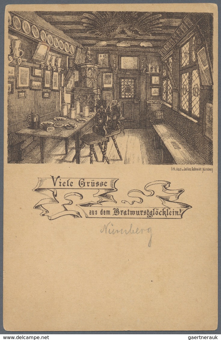 21192 Ansichtskarten: Vorläufer: 1883 Ca., Nürnberg "Viele Grüsse Aus Dem Bratwurstglöcklein!", Ungebrauch - Unclassified