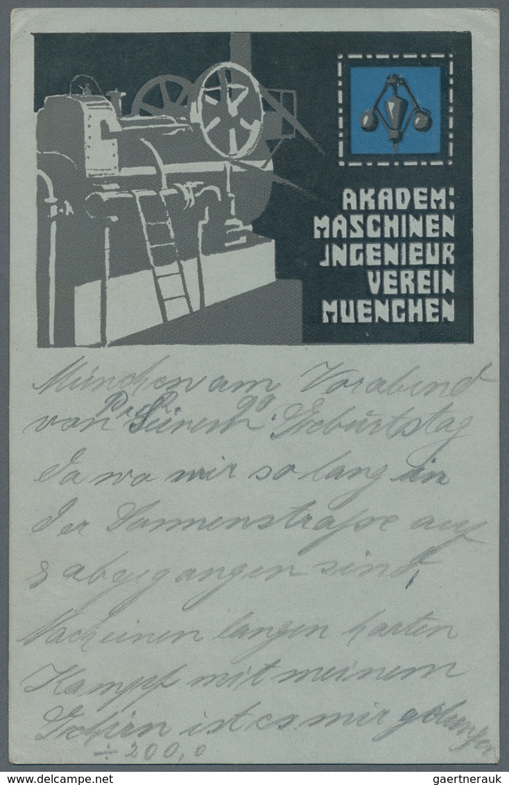 21232 Ansichtskarten: Bayern: MÜNCHEN, Akademischer Maschinen Ingenieur Verein, 4 Verschiedene Karten, Geb - Other & Unclassified