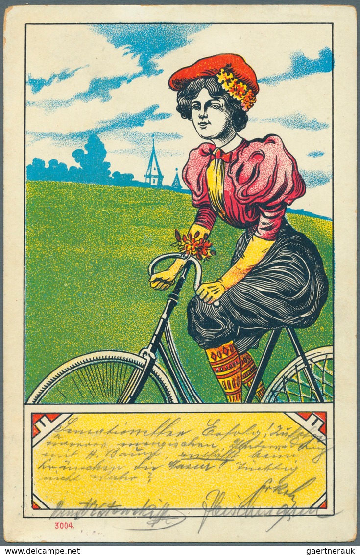 21552 Ansichtskarten: Motive / Thematics: RADFAHRER, Eine Vielseitige Partie Ab 1898 Bis Ca. 1905 Mit 41 V - Other & Unclassified