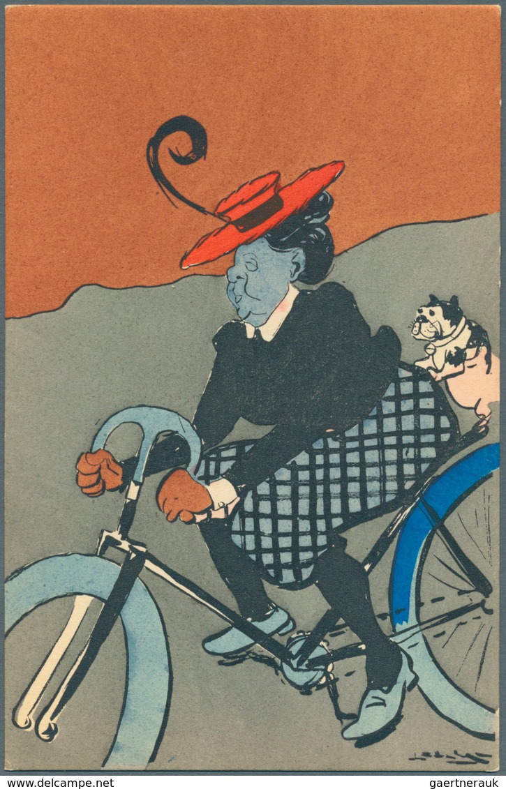 21552 Ansichtskarten: Motive / Thematics: RADFAHRER, Eine Vielseitige Partie Ab 1898 Bis Ca. 1905 Mit 41 V - Other & Unclassified