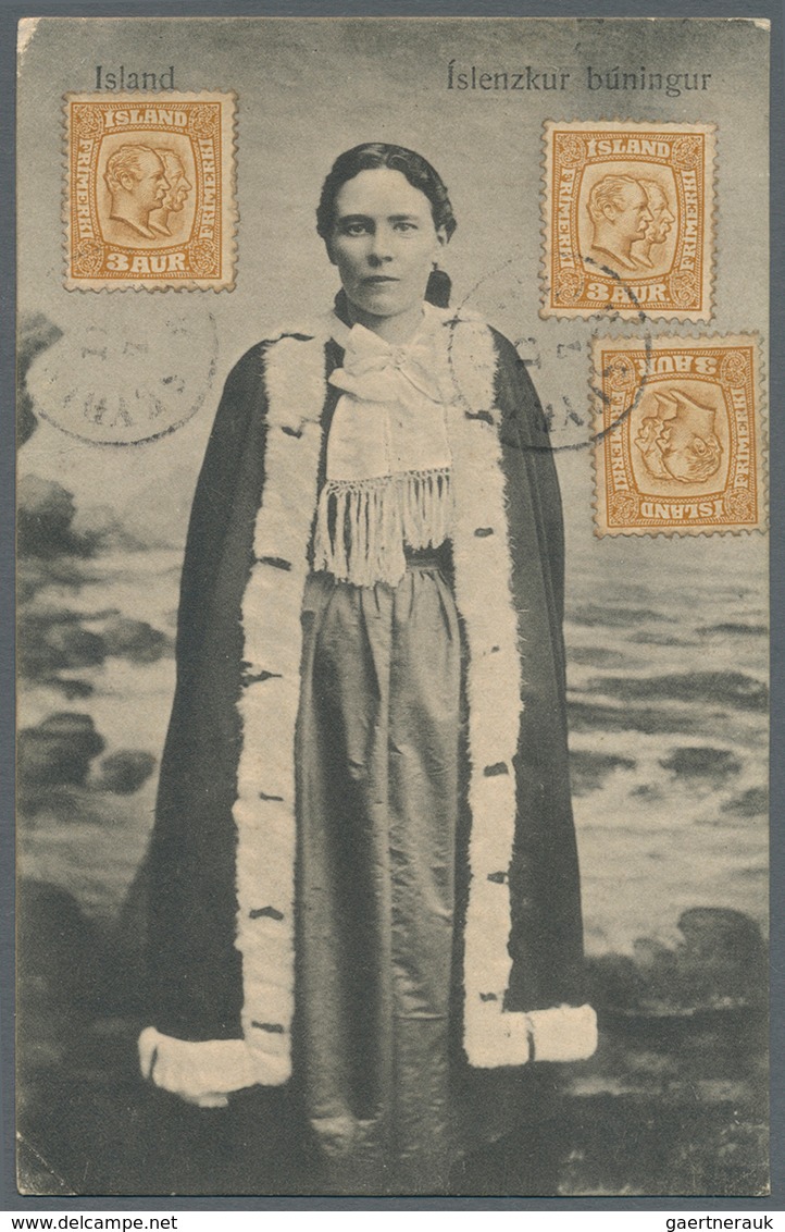 21641 Ansichtskarten: Alle Welt: ISLAND, 8 Historische Ansichtskarten Um 1907, Trachten, Typen Und Paare, - Non Classés