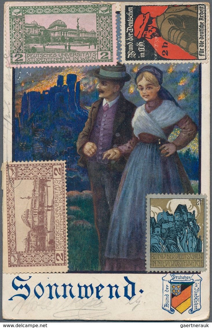 21663 Ansichtskarten: Österreich: 1905/1921 Ca., SPENDENMARKEN Auf Ansichtskarten: Aussergewöhnliches Konv - Other & Unclassified