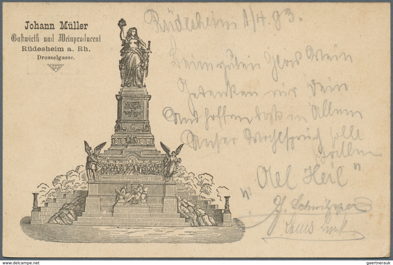 21734 Ansichtskarten: Hessen: NATIONAL-DENKMAL (alte PLZ 6220), 12 Sehr Frühe Privatganzsachen (dabei Eini - Other & Unclassified