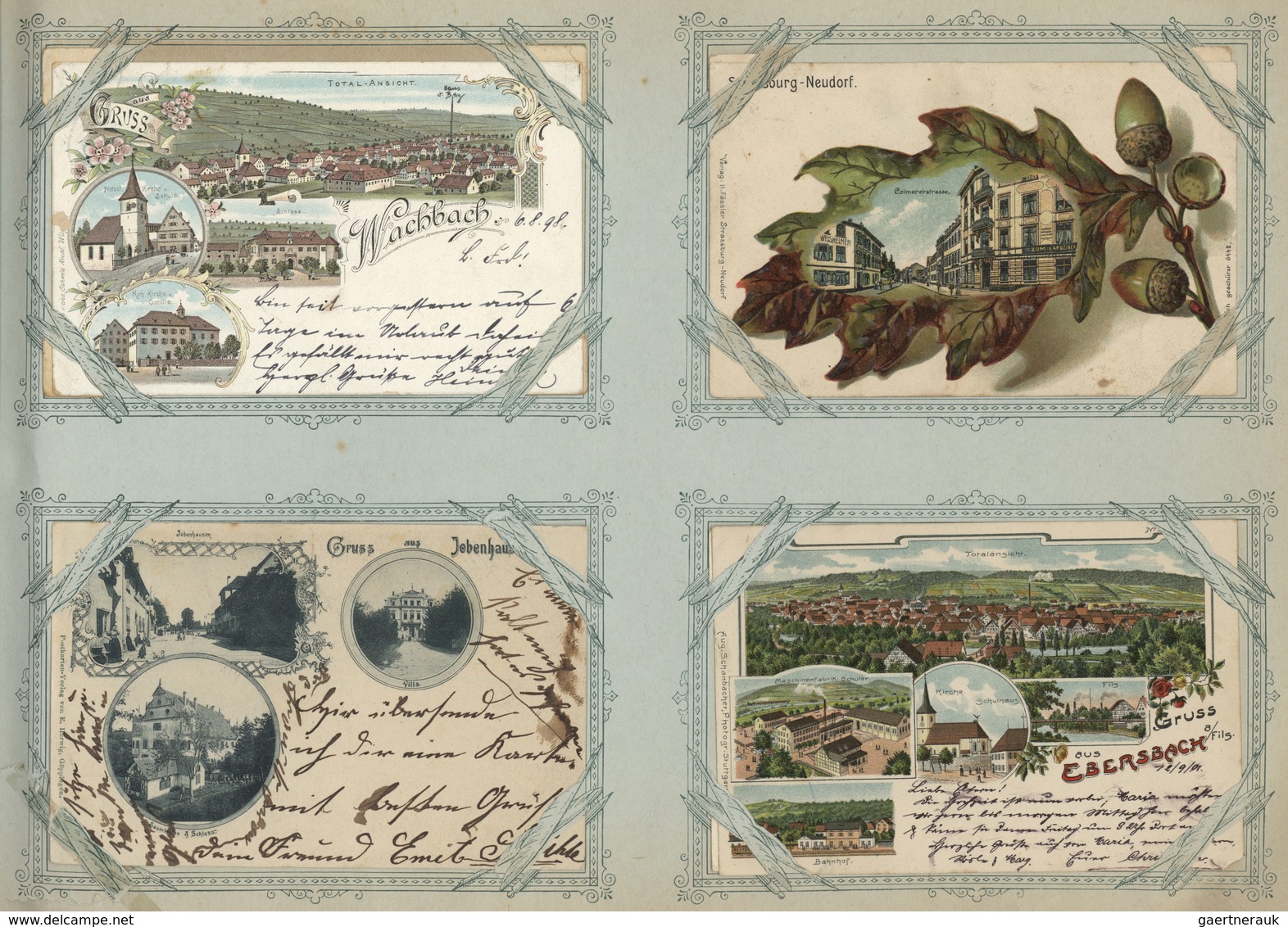 21760 Ansichtskarten: 1898-1917, Sehr Dekoratives Altes AK-Album Mit 572 Zum Teil Hochwertigen, Zumeist To - 500 Cartoline Min.
