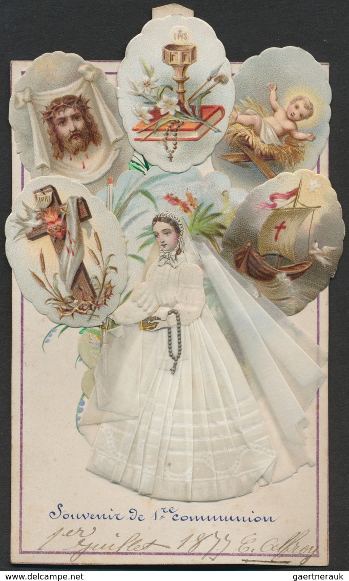 21779 Heiligen- und Andachtsbildchen: Sammlung mit rund 280 Exemplaren Heilige Kommunion, dabei Stücke mit