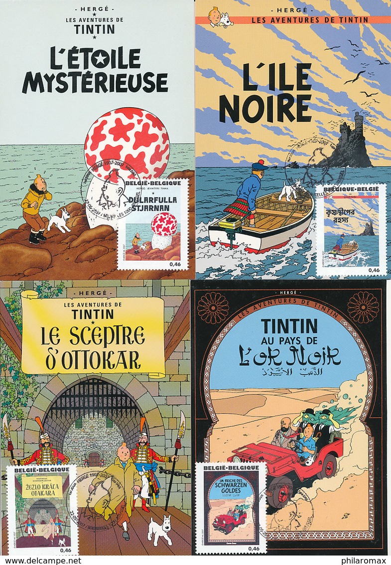 D33732 - 25 CARTES MAXIMUM CARDS RR TRIPLE 2007 BELGIUM - HERGÉ TINTIN KUIFJE - COMPL. SERIES - PLEASE READ CP ORIGINAL - Comics