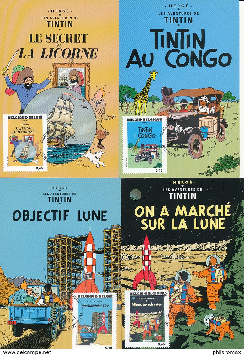 D33732 - 25 CARTES MAXIMUM CARDS RR TRIPLE 2007 BELGIUM - HERGÉ TINTIN KUIFJE - COMPL. SERIES - PLEASE READ CP ORIGINAL - Comics