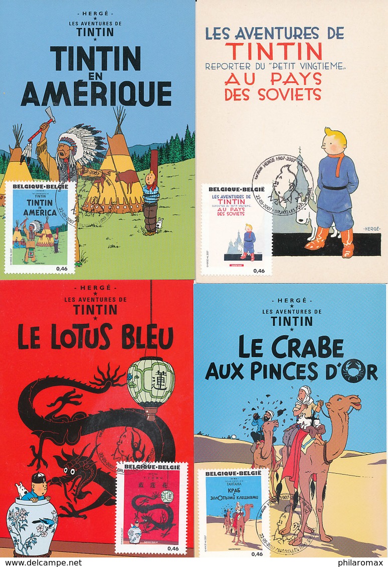 D33732 - 25 CARTES MAXIMUM CARDS RR TRIPLE 2007 BELGIUM - HERGÉ TINTIN KUIFJE - COMPL. SERIES - PLEASE READ CP ORIGINAL - Comics