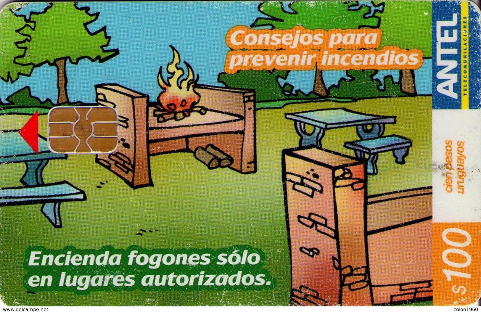 TARJETA TELEFONICA DE URUGUAY, 426a (187) CONSEJOS PARA PREVENIR INCENDIOS - CHIP BLANCO - Uruguay