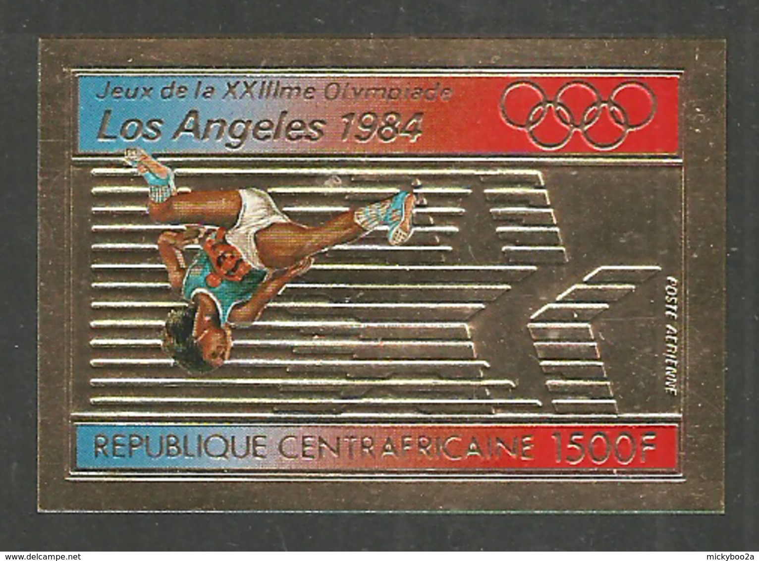 CENTRAL AFRICA 1984 SPORT OLYMPICS LOS ANGELES HIGH JUMP GOLD SET IMPERF MNH - Central African Republic