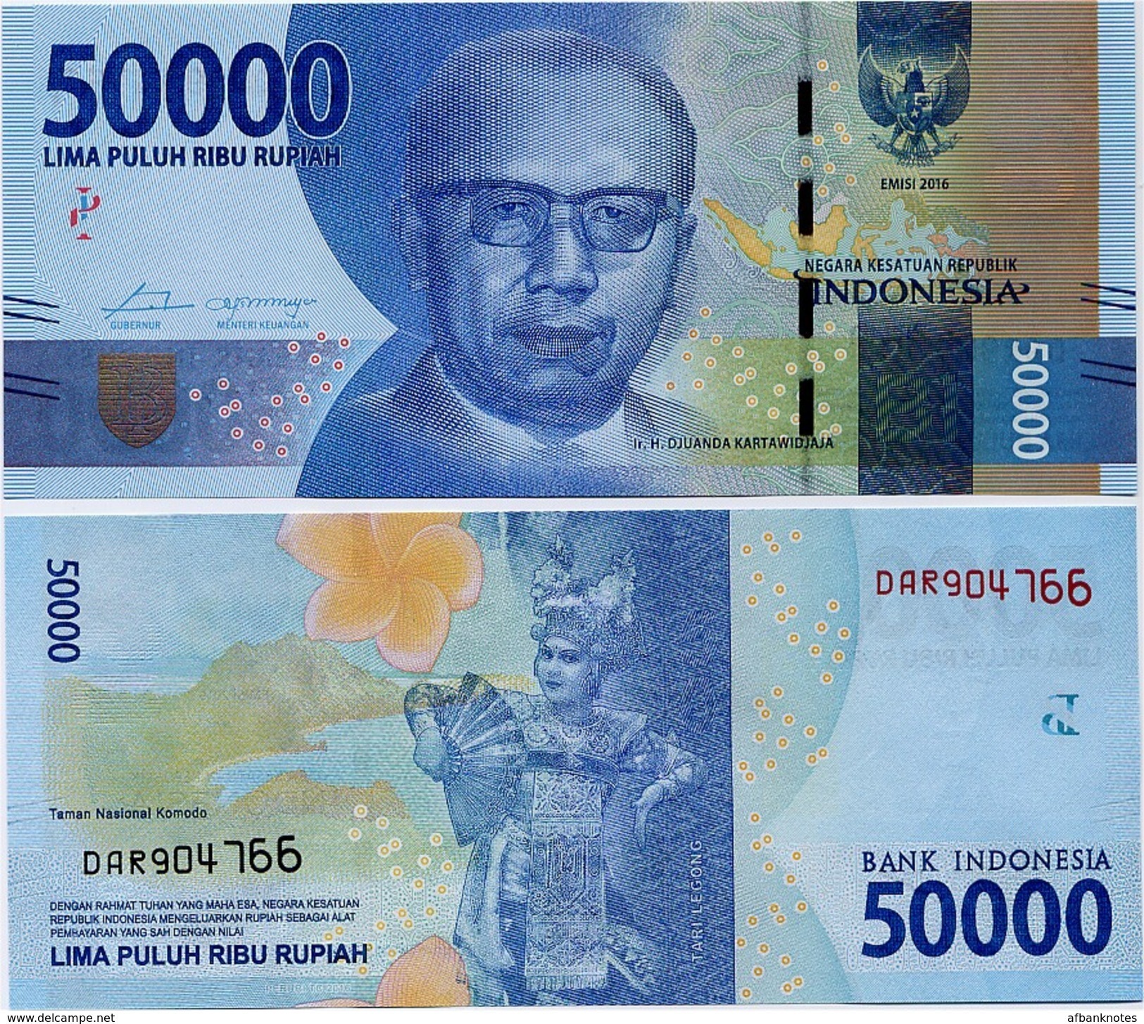 INDONESIA       50,000 Rupiah      P-159a       2016/2016   UNC  [ 50000 ] - Indonesia