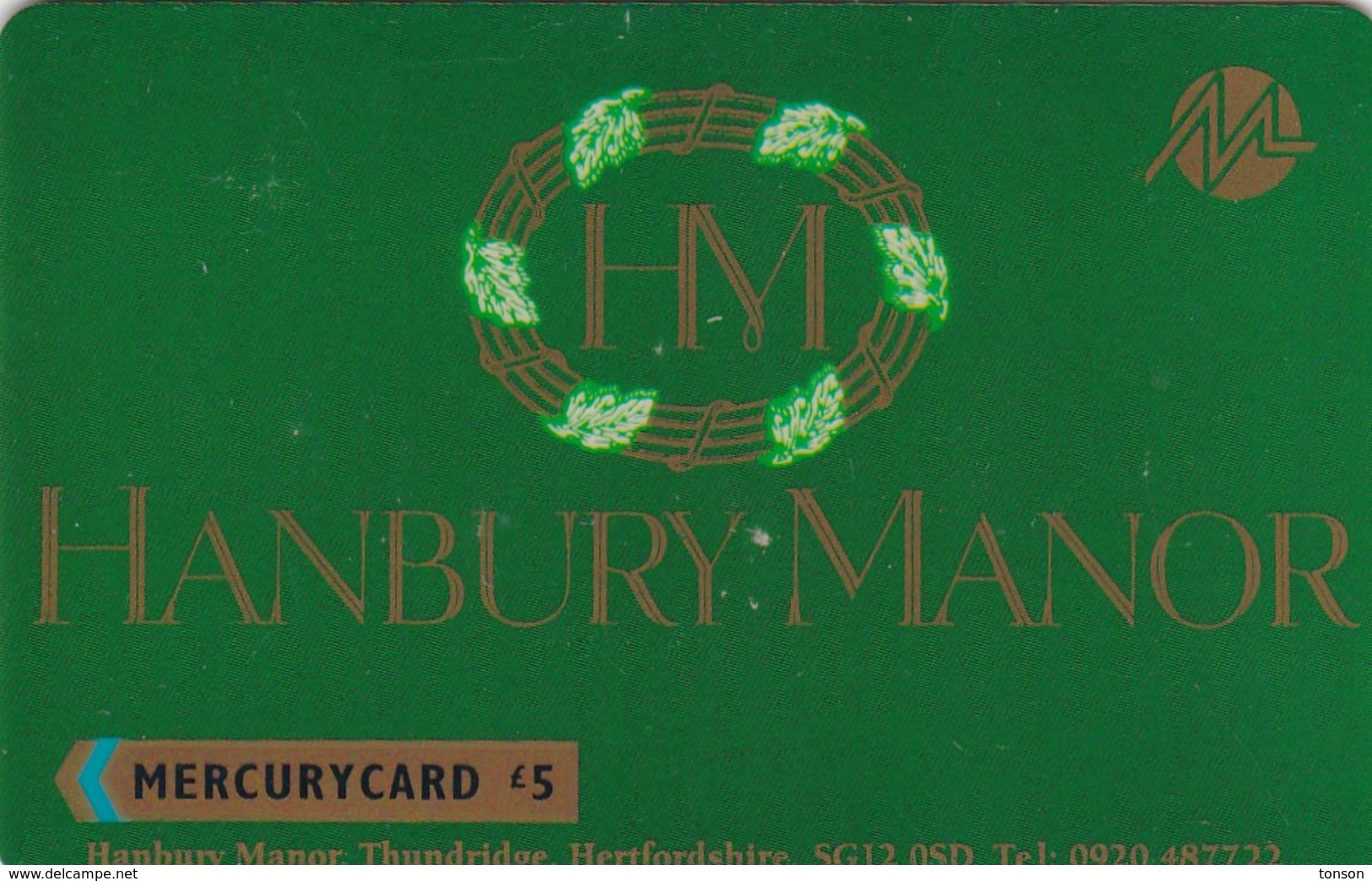 Mercury, MER179, Hanbury Manor, Castle, Mint, 2 Scans.  20MERF/W - [ 4] Mercury Communications & Paytelco