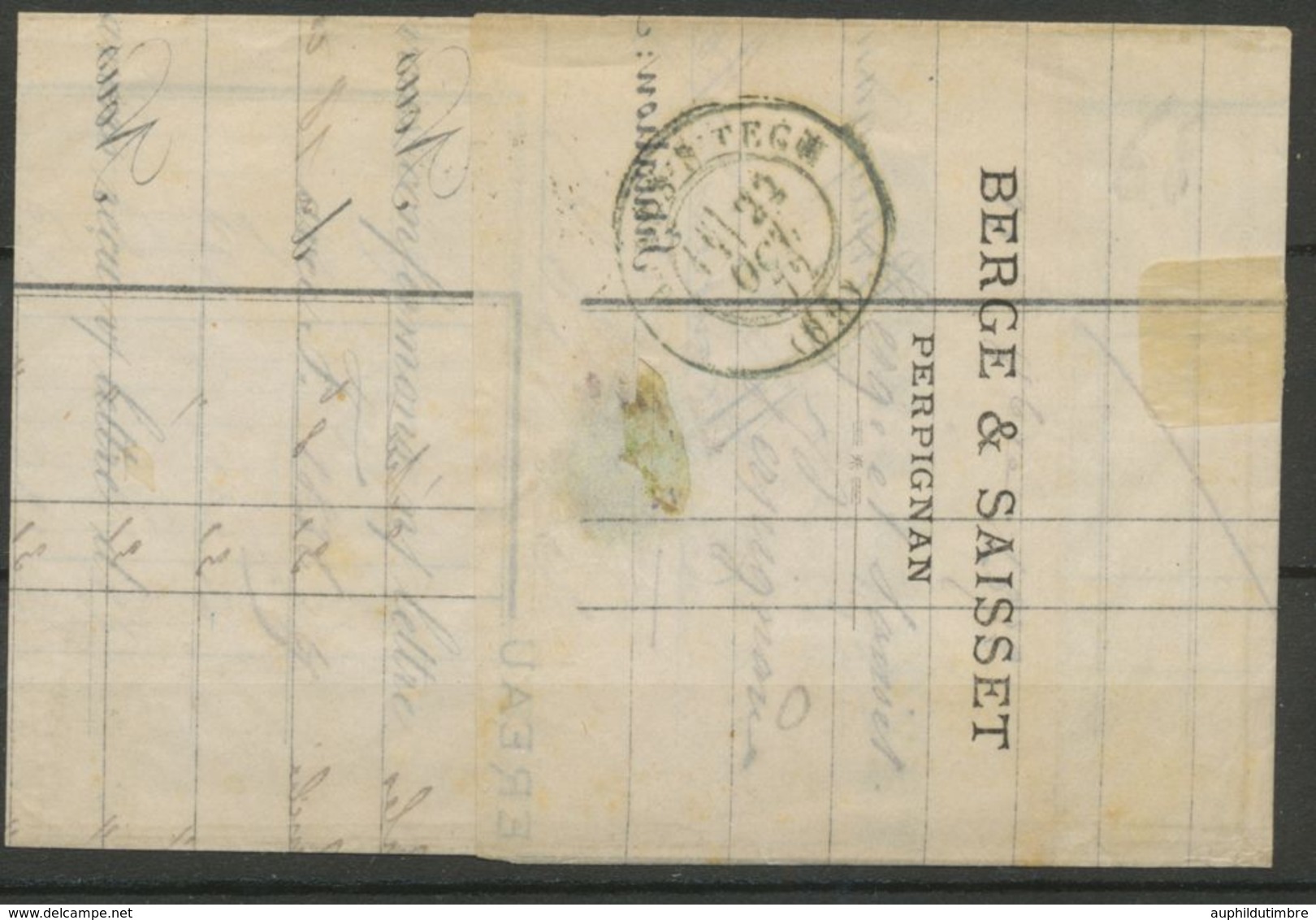 1872 Lettre N°60 Obl GC2818 Perpignan CAD T17. PYRENEES ORIENTALES(65). P3562 - 1849-1876: Période Classique