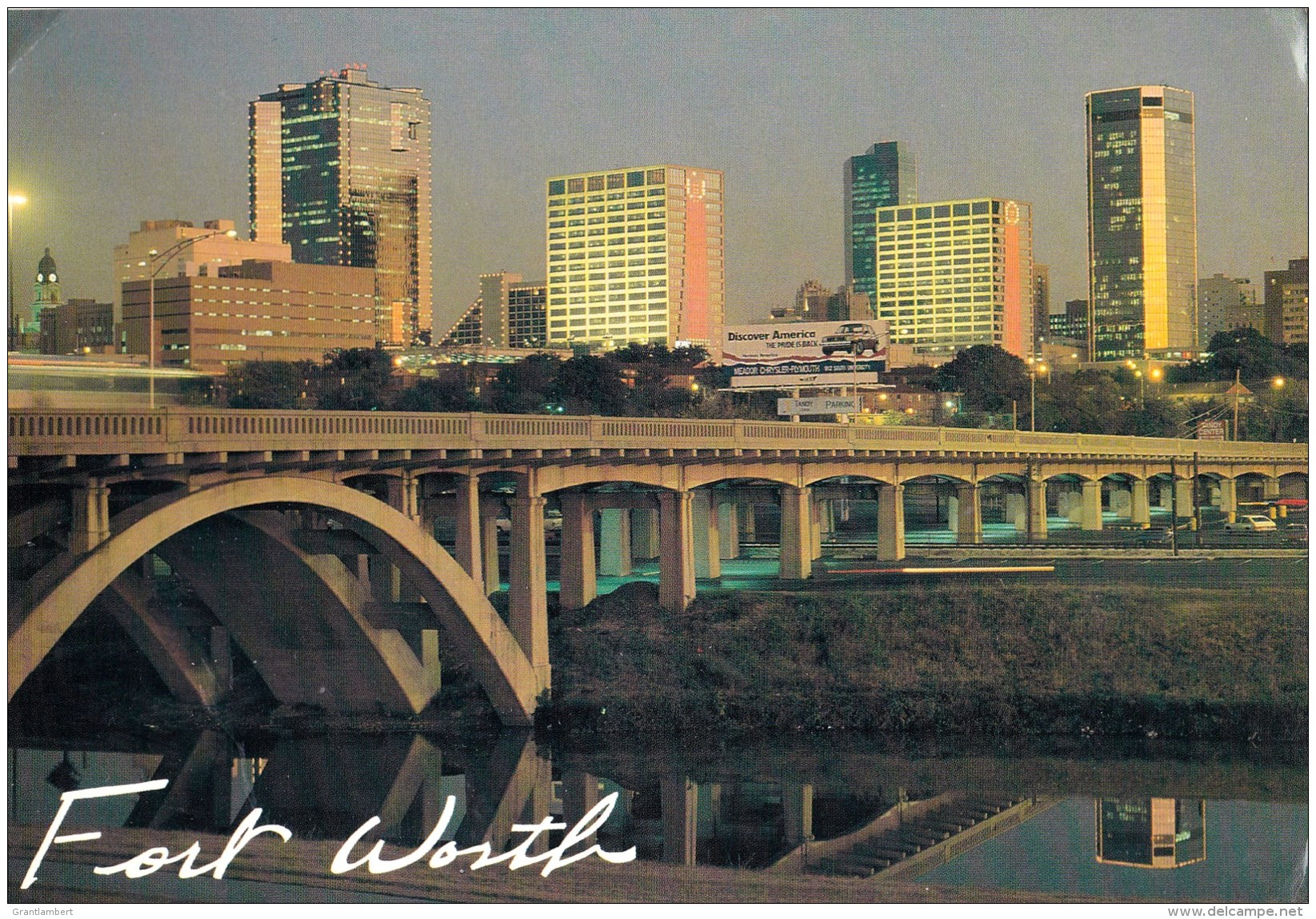 Fort Worth Skyline Along Trinity River At Dusk, Texas, USA Unused - See Notes - Fort Worth