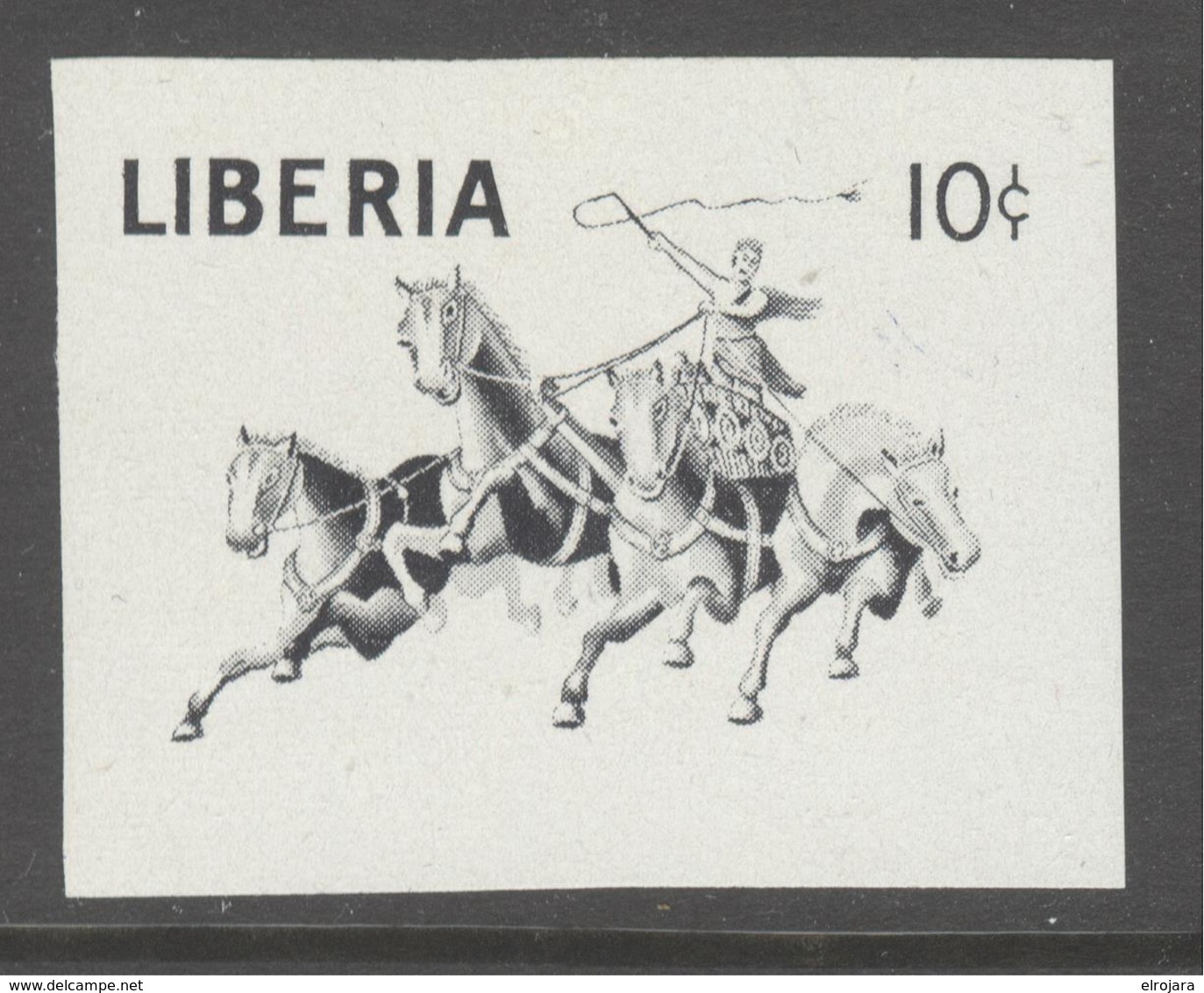 LIBERIA Imperforated Olympic Quadriga Stamp Without Red Background Mint Without Hinge - Sommer 1956: Melbourne