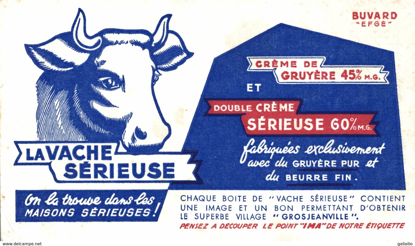 BUVARD CREME DE GRUYERE LA VACHE SERIEUSE - Dairy