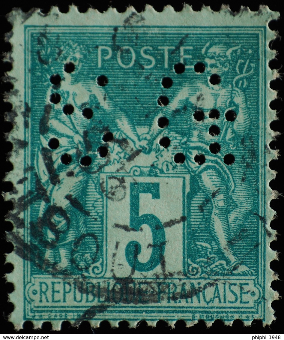 Sage N°75 Type Il O.(CAD) PARIS Rue Taitbout Perforé S.G - 1876-1898 Sage (Type II)