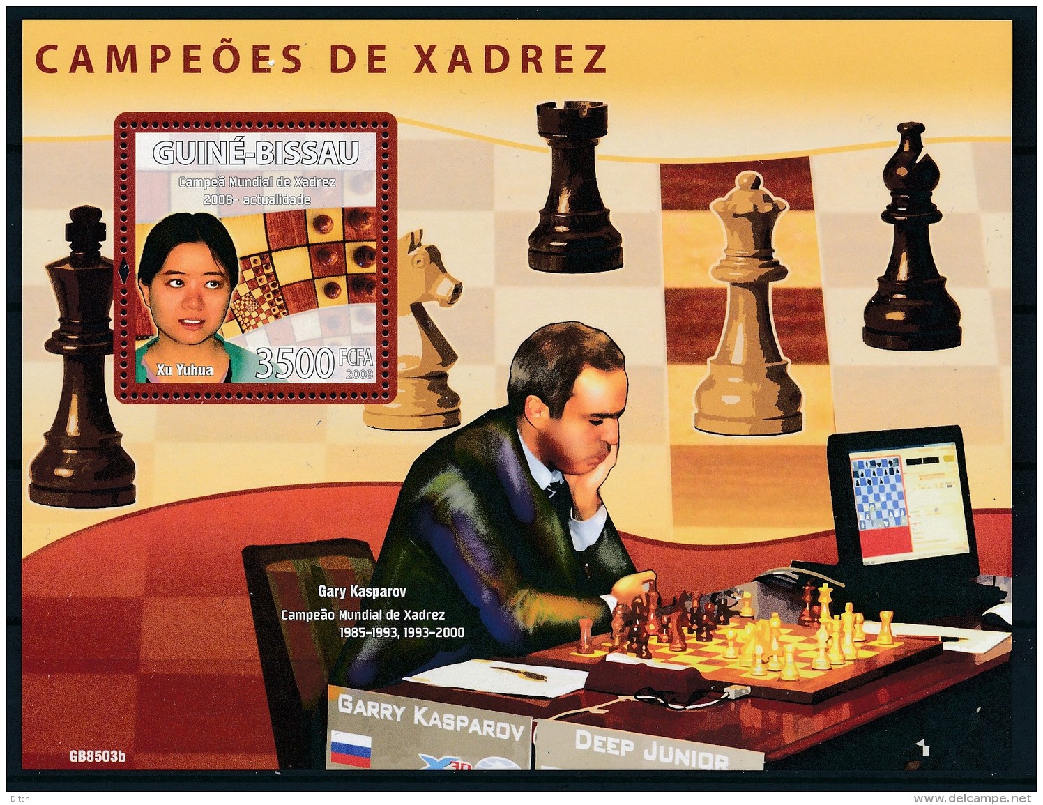 D- [401095] **/Mnh-Guinée-Bissau 2009 - Championnats Mondial D'échecs, Gary Kasparov - Echecs