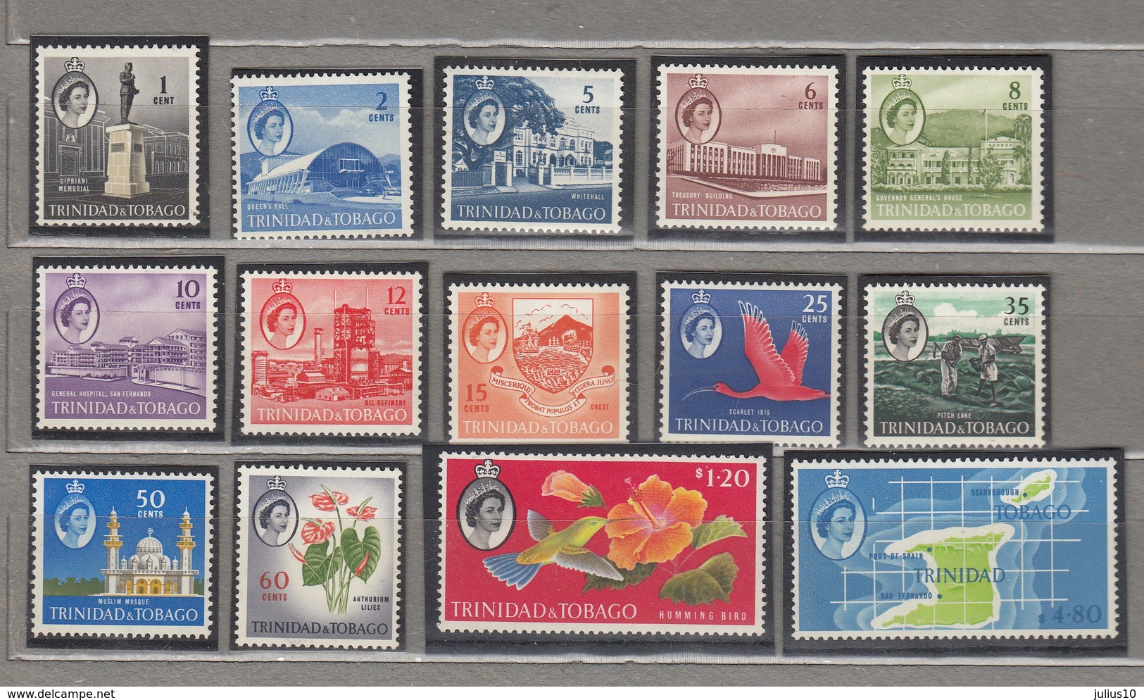 TRINIDAD TOBAGO 1960 Definitive Stamps Set MVLH Mi 172-186 #22404 - Trinidad & Tobago (...-1961)