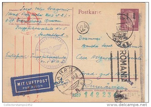 D4140- ADOLF HITLER POSTCARD STATIONERY, 3RD REICH ROUND STAMPS, 1942, GERMANY EMPIRE - Lettres & Documents