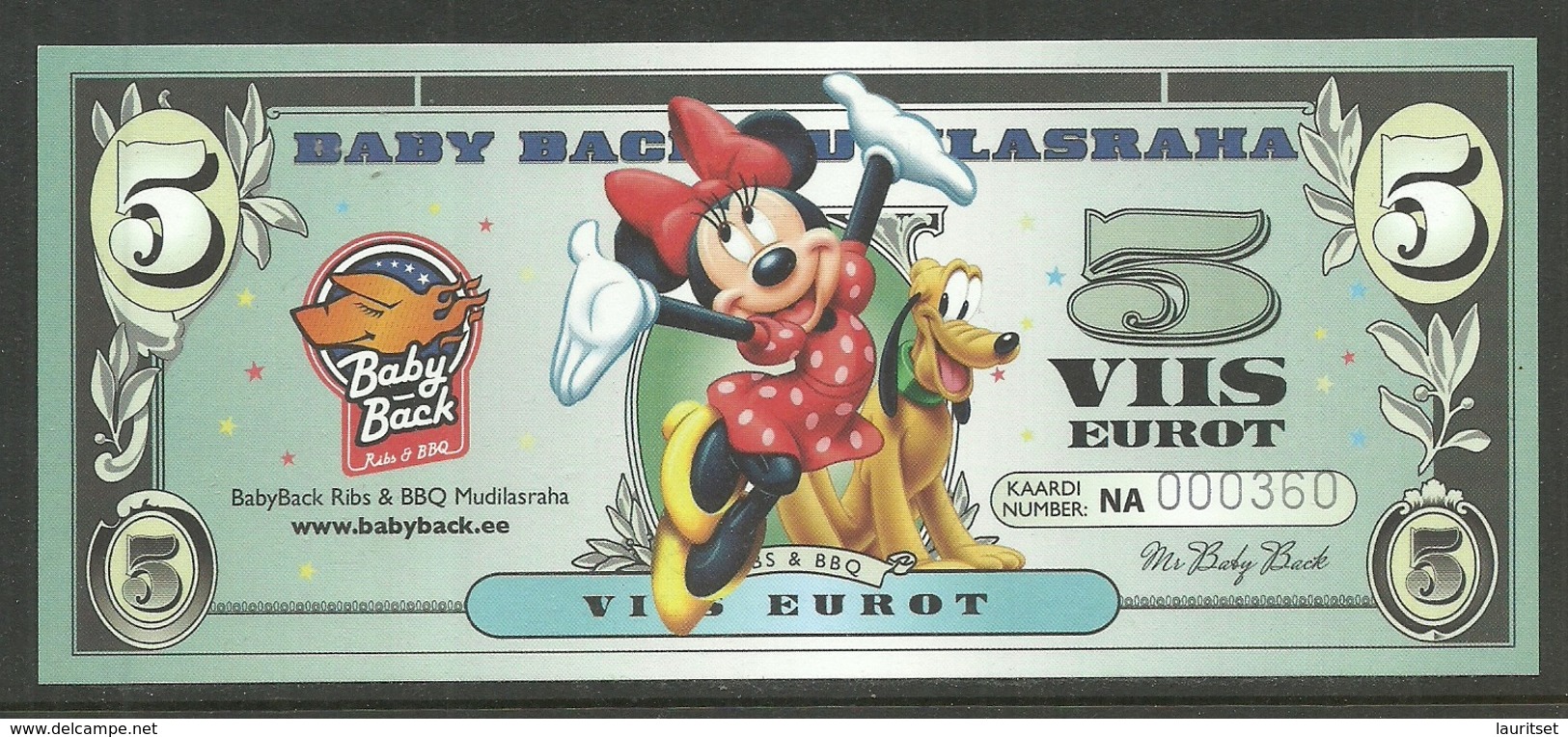 ESTLAND ESTONIA 5 EUR BBQ Advertising Geld Money Walt Disney Minnie Mouse 2018 UNC - Estonie