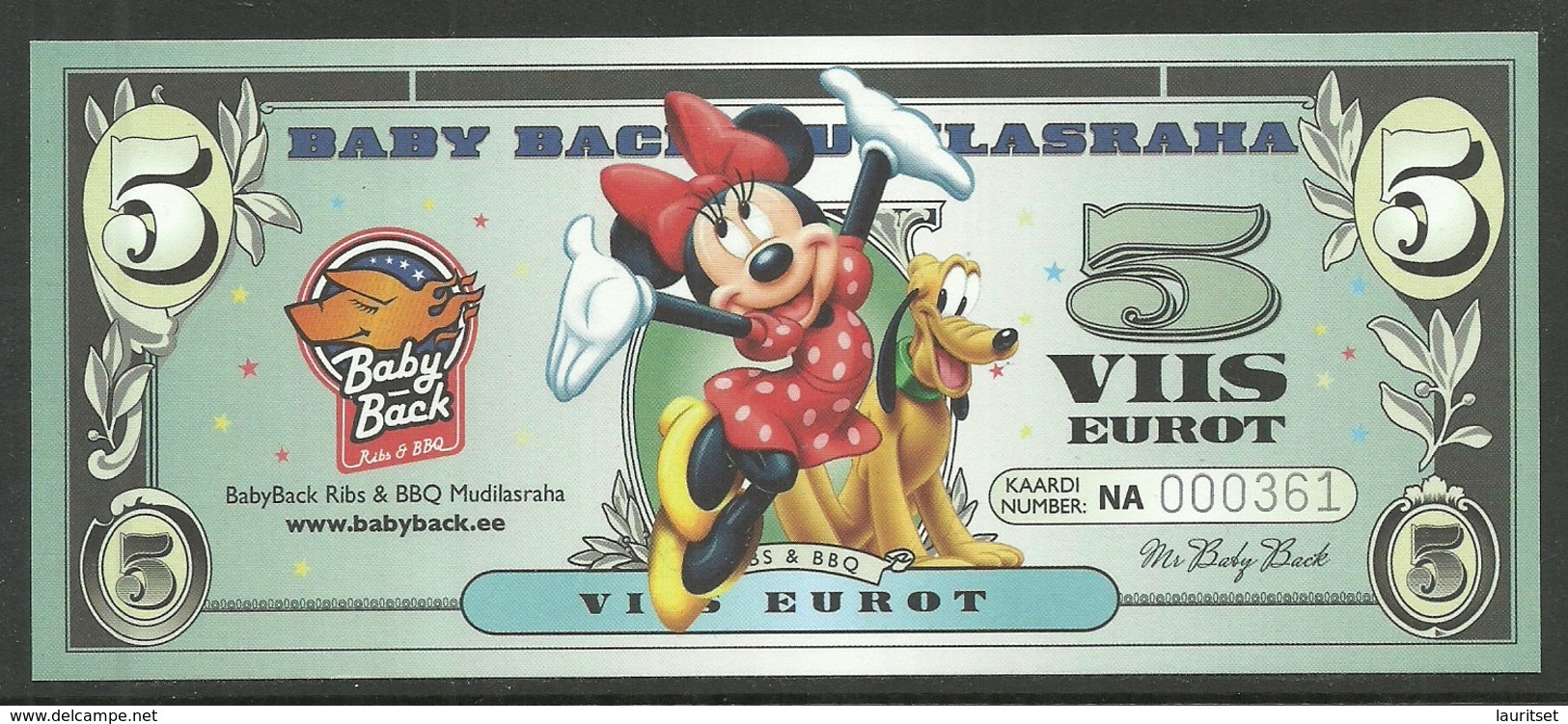 ESTLAND ESTONIA 5 EUR BBQ Advertising Geld Money Walt Disney Minnie Mouse 2018 UNC - Estonia
