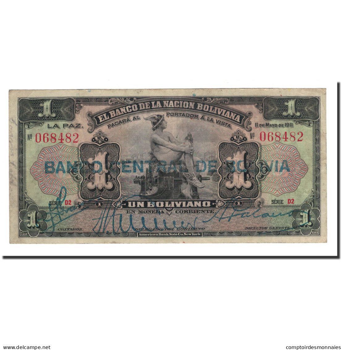 Billet, Bolivie, 1 Boliviano, 1911, 1911-05-11, KM:102a, TB - Bolivie