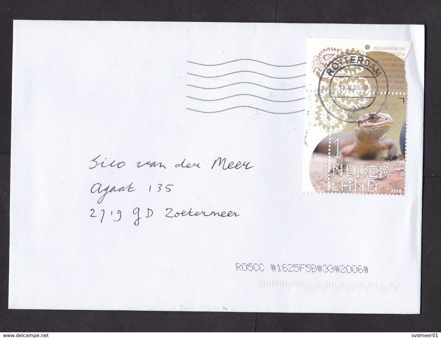 Netherlands: Cover, 2018, 1 Stamp, Lizard, Reptile, Animal, Corner Tab (traces Of Use) - Briefe U. Dokumente