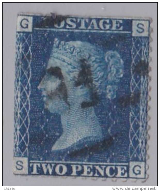 GRANDE-BRETAGNE  :  Yvert 27 (o)  Victoria 2p Bleu - Used Stamps