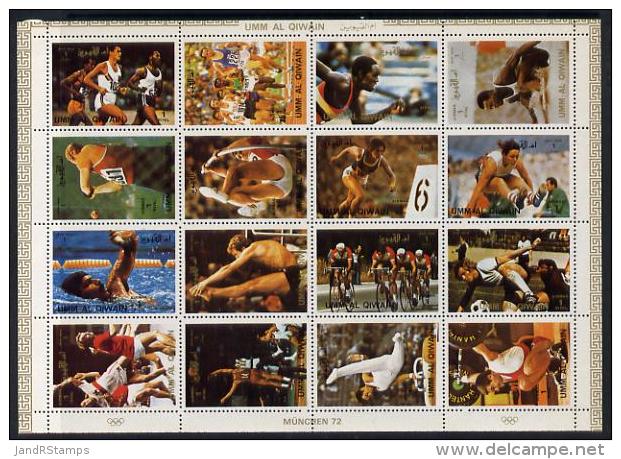 515 (bicycles) Umm Al Qiwain 1972 Munich Olympics Sheetlet Containing 16 Values Unmounted Mint (Mi 938-53A) - Cycling