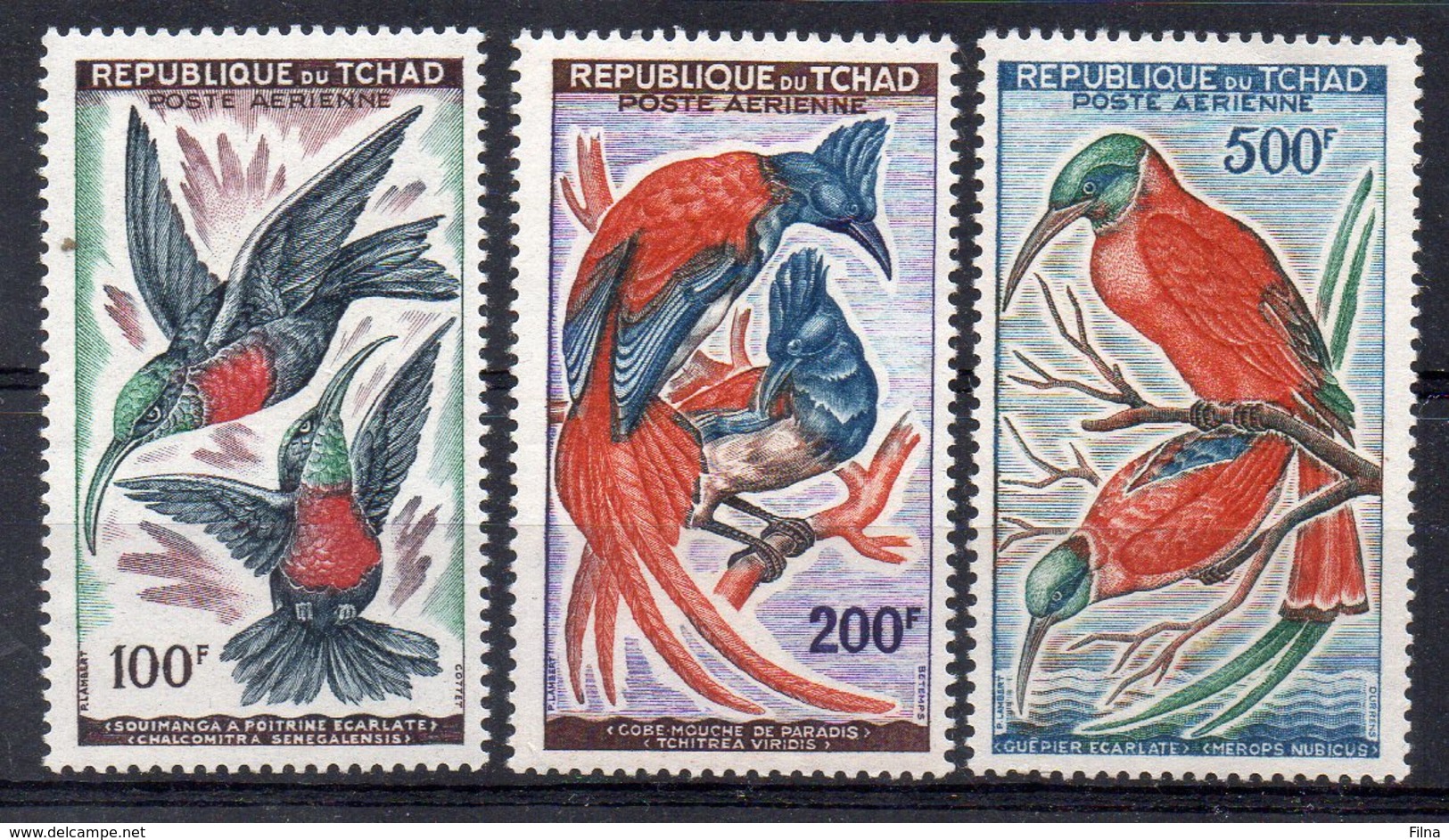 CIAD  1961/63 - FLORA E FAUNA - UCCELLI E PIANTE - 3 VALORI - MNH ** - Ciad (1960-...)