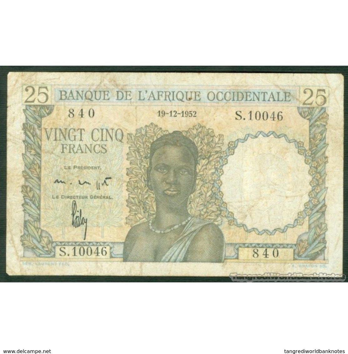 TWN - FRENCH WEST AFRICA 38 - 25 Francs 19.12.1952 S.10046 - 840 AF - Autres - Afrique