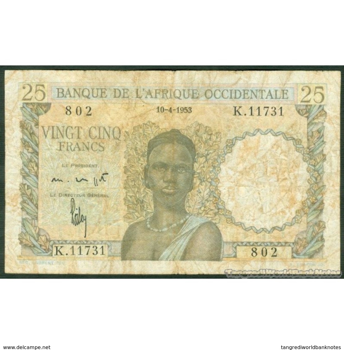 TWN - FRENCH WEST AFRICA 38b - 25 Francs 10.4.1953 K.11731 - 802 VG+ - Altri – Africa