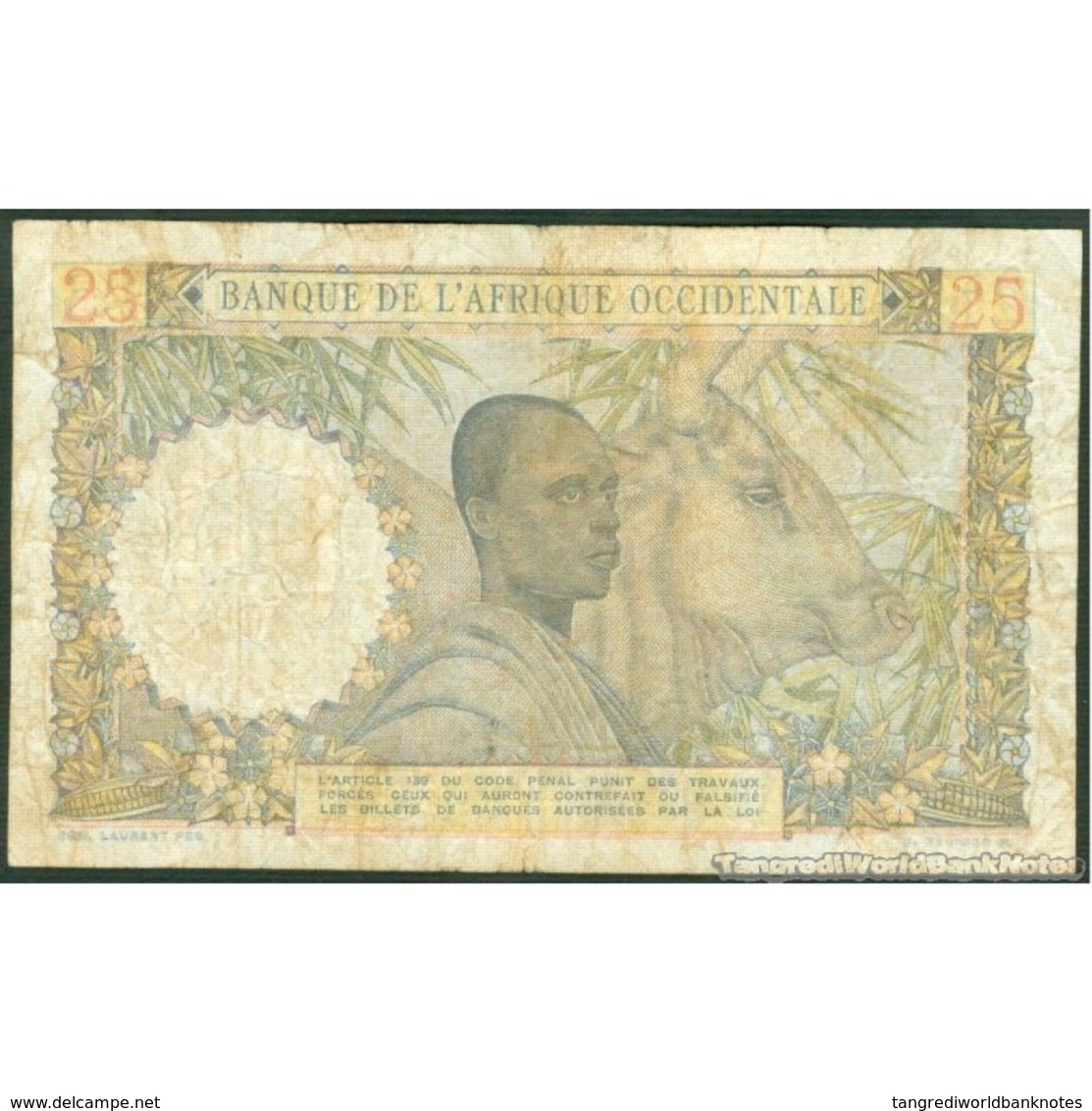 TWN - FRENCH WEST AFRICA 38b - 25 Francs 10.4.1953 K.11731 - 802 VG+ - Altri – Africa