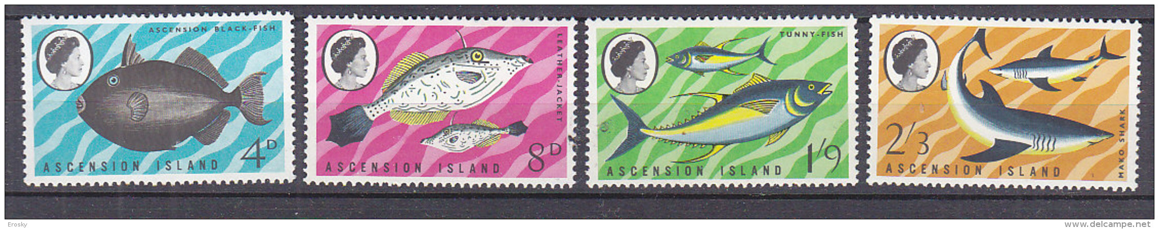 A0084 - ASCENSION Yv N°119+122+124/25 ** POISSONS - Ascension (Ile De L')